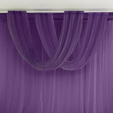 Purple Sheer Chiffon Valance Curtain 4ft x 5ft – Wedding Arch Drape with Rod Pocket, Voile Backdrop Panel