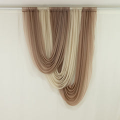 Taupe Sheer Chiffon Valance Curtain 4ft x 5ft – Wedding Arch Drape with Rod Pocket, Voile Backdrop Panel