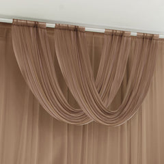 Taupe Sheer Chiffon Valance Curtain 4ft x 5ft – Wedding Arch Drape with Rod Pocket, Voile Backdrop Panel
