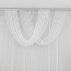 White Sheer Chiffon Valance Curtain 4ft x 5ft – Wedding Arch Drape with Rod Pocket, Voile Backdrop Panel