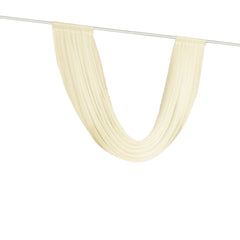 Beige Sheer Chiffon Valance Curtain 4ft x 6ft – Wedding Arch Drape with Rod Pocket, Voile Backdrop Panel