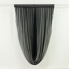 Black Sheer Chiffon Valance Curtain 4ft x 6ft – Wedding Arch Drape with Rod Pocket, Voile Backdrop Panel