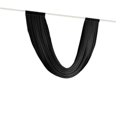 Black Sheer Chiffon Valance Curtain 4ft x 6ft – Wedding Arch Drape with Rod Pocket, Voile Backdrop Panel