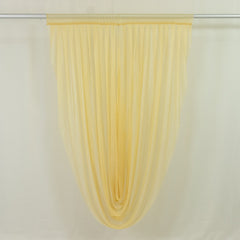 Champagne Sheer Chiffon Valance Curtain 4ft x 6ft – Wedding Arch Drape with Rod Pocket, Voile Backdrop Panel