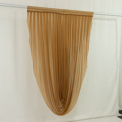 Gold Sheer Chiffon Valance Curtain 4ft x 6ft – Wedding Arch Drape with Rod Pocket, Voile Backdrop Panel