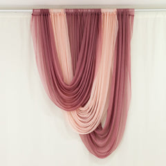 Mauve Cinnamon Rose Sheer Chiffon Valance Curtain 4ft x 6ft – Wedding Arch Drape with Rod Pocket, Voile Backdrop Panel