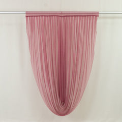 Mauve Cinnamon Rose Sheer Chiffon Valance Curtain 4ft x 6ft – Wedding Arch Drape with Rod Pocket, Voile Backdrop Panel