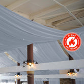 5ftx32ft Dusty Blue Chiffon Curtain Panel, Durable Flame Resistant Backdrop Ceiling Drapery With Rod Pocket