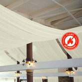 5ftx32ft Ivory Chiffon Curtain Panel, Durable Flame Resistant Backdrop Ceiling Drapery With Rod Pocket