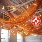 5ftx32ft Terracotta (Rust) Chiffon Curtain Panel, Durable Flame Resistant Backdrop Ceiling Drapery With Rod Pocket