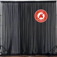 2 Pack Black Sheer Chiffon Event Curtain Drapes, Durable Flame Resistant Organza Backdrop Event Panels With Rod Pockets - 10ftx10ft