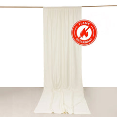 Ivory Scuba Polyester Event Curtain Drapes, Durable Flame Resistant Backdrop Event Panel Wrinkle Free with Rod Pockets - 5ftx14ft