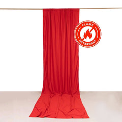 Red Scuba Polyester Event Curtain Drapes, Durable Flame Resistant Backdrop Event Panel Wrinkle Free with Rod Pockets - 5ftx14ft