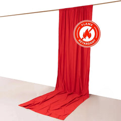 Red Scuba Polyester Event Curtain Drapes, Durable Flame Resistant Backdrop Event Panel Wrinkle Free with Rod Pockets - 5ftx14ft