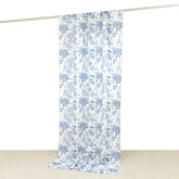 French Toile Polyester Backdrop Curtain – Blue Floral 5ft x 10ft Rod Pocket Drape Panel
