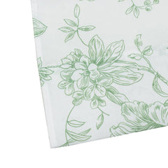 French Toile Polyester Backdrop Curtain – Dusty Sage Green Floral 5ft x 10ft Rod Pocket Drape Panel