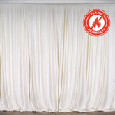 2 Pack Ivory Scuba Polyester Event Curtain Drapes, Durable Flame Resistant Backdrop Event Panels Wrinkle Free with Rod Pockets - 10ftx10ft