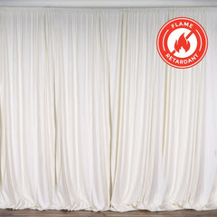 2 Pack Ivory Scuba Polyester Event Curtain Drapes, Durable Flame Resistant Backdrop Event Panels Wrinkle Free with Rod Pockets - 10ftx10ft