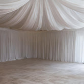White Spandex Ceiling Drape Panel, 5ft x 32ft — Wrinkle-Free 4-Way Stretch Fabric, Extra-Long Curtain for Event Ceiling or Backdrop Décor