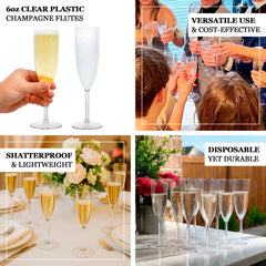 Shatterproof Champagne Flutes – 12 Reusable 6oz Clear Plastic Toasting Glasses for Celebrations & Special Occasions