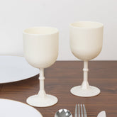 12-Pack Plastic Goblets White Vintage Ribbed Pattern - Reusable Shatterproof Glassware 9oz