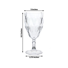 12 Pack Vintage Diamond Cut Plastic Goblets – Clear 11oz Reusable Wine & Beverage Glasses