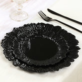 20-Pack 7" Plastic Dessert Plates – Black Reef Design Appetizer Salad Party Plates – Elegant Disposable Tableware