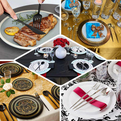 60 Pack Plastic Silverware Set, Black Heavy Duty Disposable Sleek Utensil Cutlery