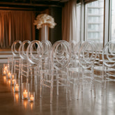 8-Pack Acrylic Stackable Ghost Chairs in Phoenix Chiavari Style Transparent Resin with Oval Back Clear – Sleek Armless Design for Weddings & Gatherings