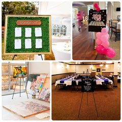 65" Heavy Duty Black Metal Easel Stand - Portable and Adjustable Tripod for Wedding Signs, Posters, and Art