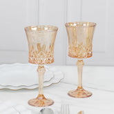 6 Pack 9oz Crystal Cut Glass Goblets Amber Gold – Elegant Vintage Wine, Water & Cocktail Glasses for Table Settings