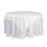 Lamour Satin 72"x72" Table Overlay Square Tablecloth Ivory - Smooth Finish Table Topper