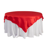 Lamour Satin 72"x72" Table Overlay Square Tablecloth Red - Smooth Finish Table Topper