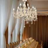 2-Tier Crystal Chandelier with 15 LED Candle Bulbs – Silver Acrylic Ceiling Light Fixture with Dual-Layer LED Illumination for Dining Room or Foyer – 2.5ft