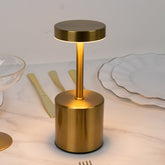 Gold Metal LED Table Lamp – 8" Cordless USB Rechargeable, Dimmable Touch-Control Night Light, Modern Minimalist Design
