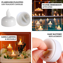 12-Pack Tealight Candles Flameless Design Warm White - Waterproof Floating LED Lighting