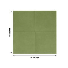 20 Pack Linen-Like Paper 5"x5" Napkins Olive Green - Highly Absorbent Airlaid Napkins