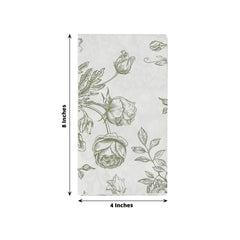 50-Pack Paper Dinner Napkins White with Matte Sage Green French Toile Floral Pattern 2-Ply - Stylish Disposable Napkins for Events