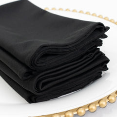 5 Pack Black Scuba Napkins – 17"x17", Wrinkle-Free & Stain Resistant Cloth Napkins