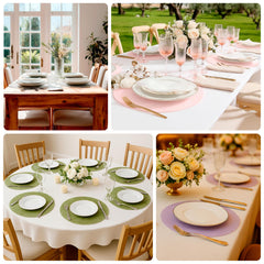 50 Pack Disposable Lavender Lilac Placemats, 13" Non-Woven Mesh Fiber Round Table Mats for Dining & Events