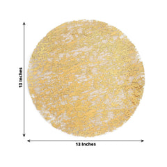 50-Pack Table Placemats Foil Design Metallic Gold Round - Mesh Disposable Shiny Dining Mats 13"