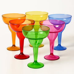 48-Pack 12oz Plastic Margarita Glasses - Assorted Colors, Reusable Cocktail Cups for Parties, Fiesta & Frozen Drinks