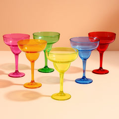 48-Pack 12oz Plastic Margarita Glasses - Assorted Colors, Reusable Cocktail Cups for Parties, Fiesta & Frozen Drinks