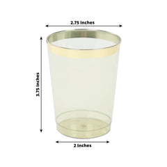 25-Pack Plastic Tumbler Cups Transparent Dusty Sage Green with Gold Rim - Stylish Disposable Party Glasses 10oz