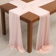 20-Pack 9ft Sheer Table Runners – Blush Shimmer Sheer Drapes, Wrinkle-Free