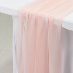 20-Pack 9ft Sheer Table Runners – Blush Shimmer Sheer Drapes, Wrinkle-Free