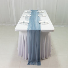 20-Pack 9ft Sheer Table Runners – Dusty Blue Shimmer Sheer Drapes, Wrinkle-Free