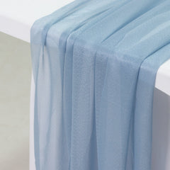 20-Pack 9ft Sheer Table Runners – Dusty Blue Shimmer Sheer Drapes, Wrinkle-Free