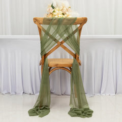 20-Pack Sheer Chair Drape Decor in Dusty Sage Green – 9ft Shimmer Sash, Wrinkle-Free