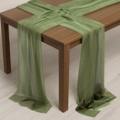 20-Pack 9ft Sheer Table Runners – Dusty Sage Green Shimmer Sheer Drapes, Wrinkle-Free
